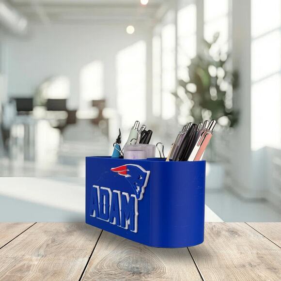 Personalized New England Patriots Desk Organizer, Patriots Office Decor - Picture 5 of 7